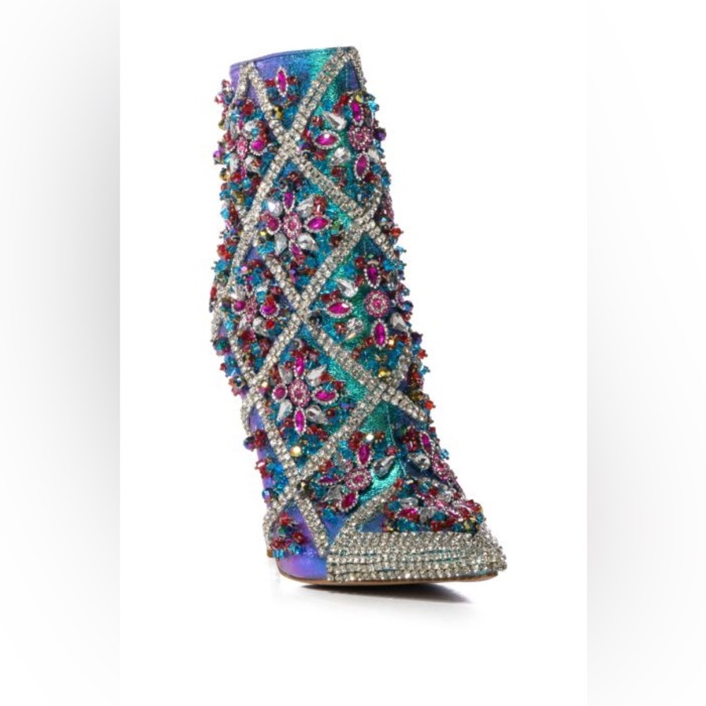 •CRISP• Embellished Gem Multicolor Stiletto Bootie by Azalea Wang - Picture 4 of 5